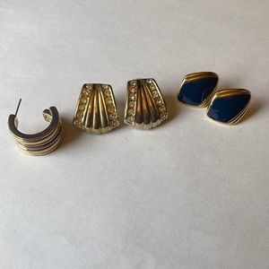 Three Pairs of Vintage Gold-Toned Earrings